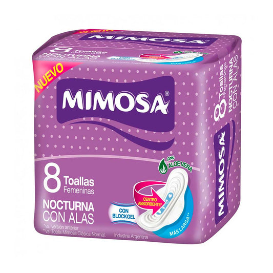 TOALLA FEMENINA MIMOSA NOCTURNA CON ALAS PQ. 8UN