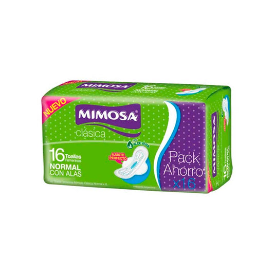TOALLA FEMENINA MIMOSA NORMAL CON ALAS PQ. 16UN