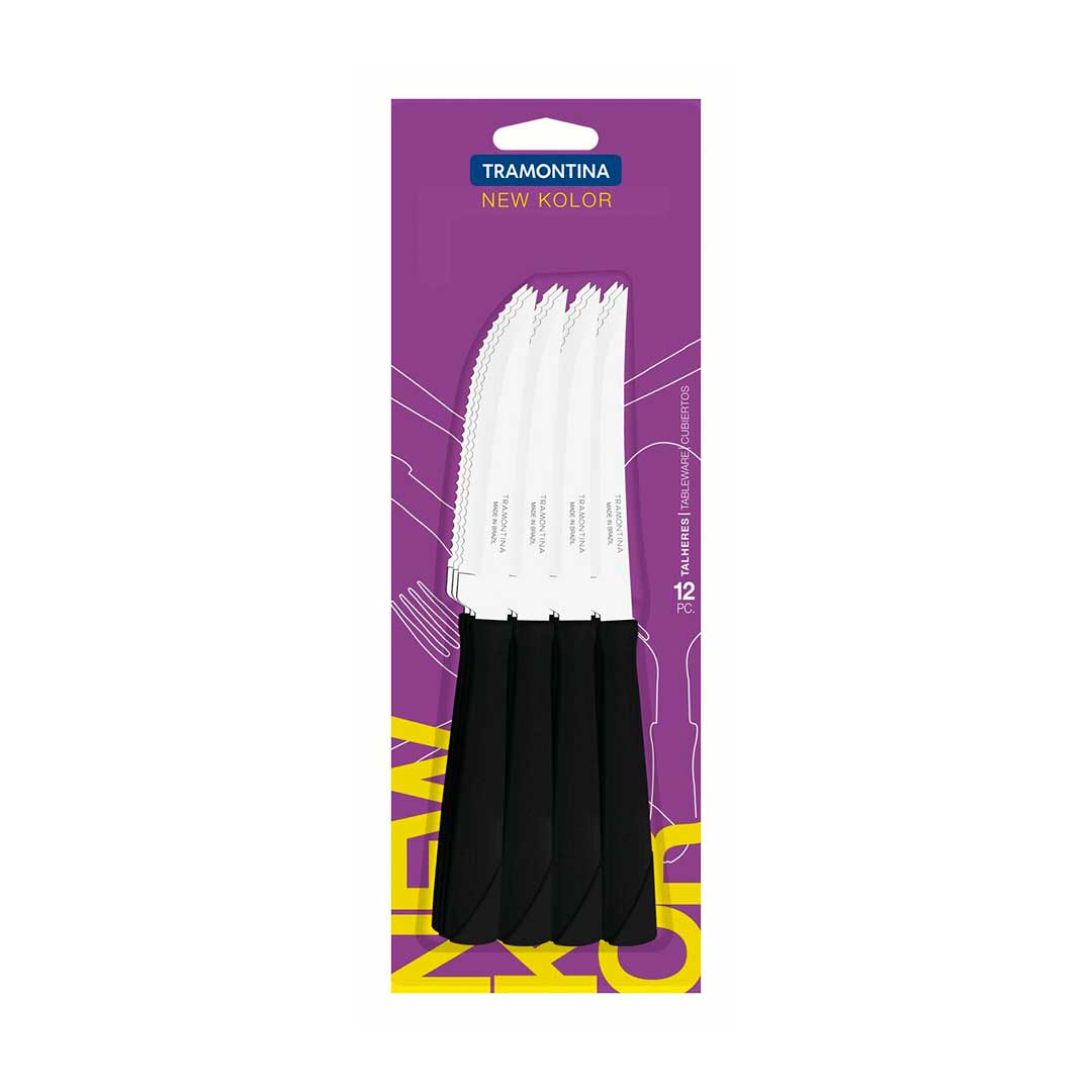 CUCHILLO TRAMONTINA 12P NEW KOLOR NEGRO 23160/004