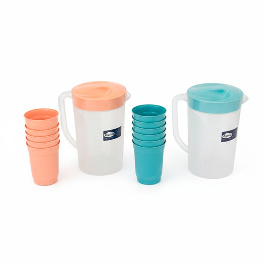 SET JARRA 2L + 6 VASOS PLASTICOS JTCP-10/6