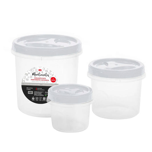 PACK 3 POTES TAPA ROSCA 1,5L+750ML+300ML MB3626BR