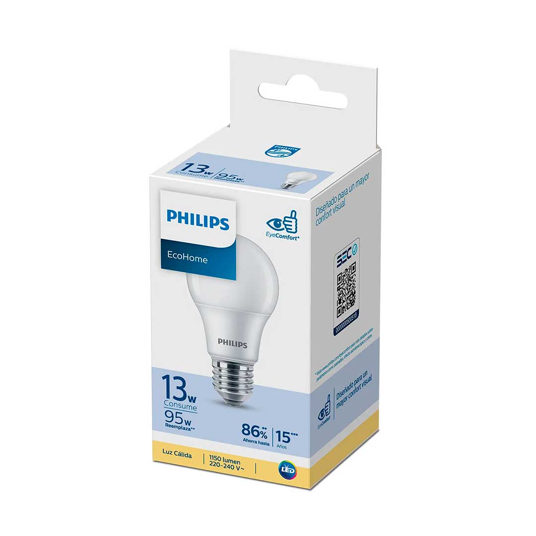 LAMPARA LED PHILIPS LEDBULB 13W E27 CALIDA