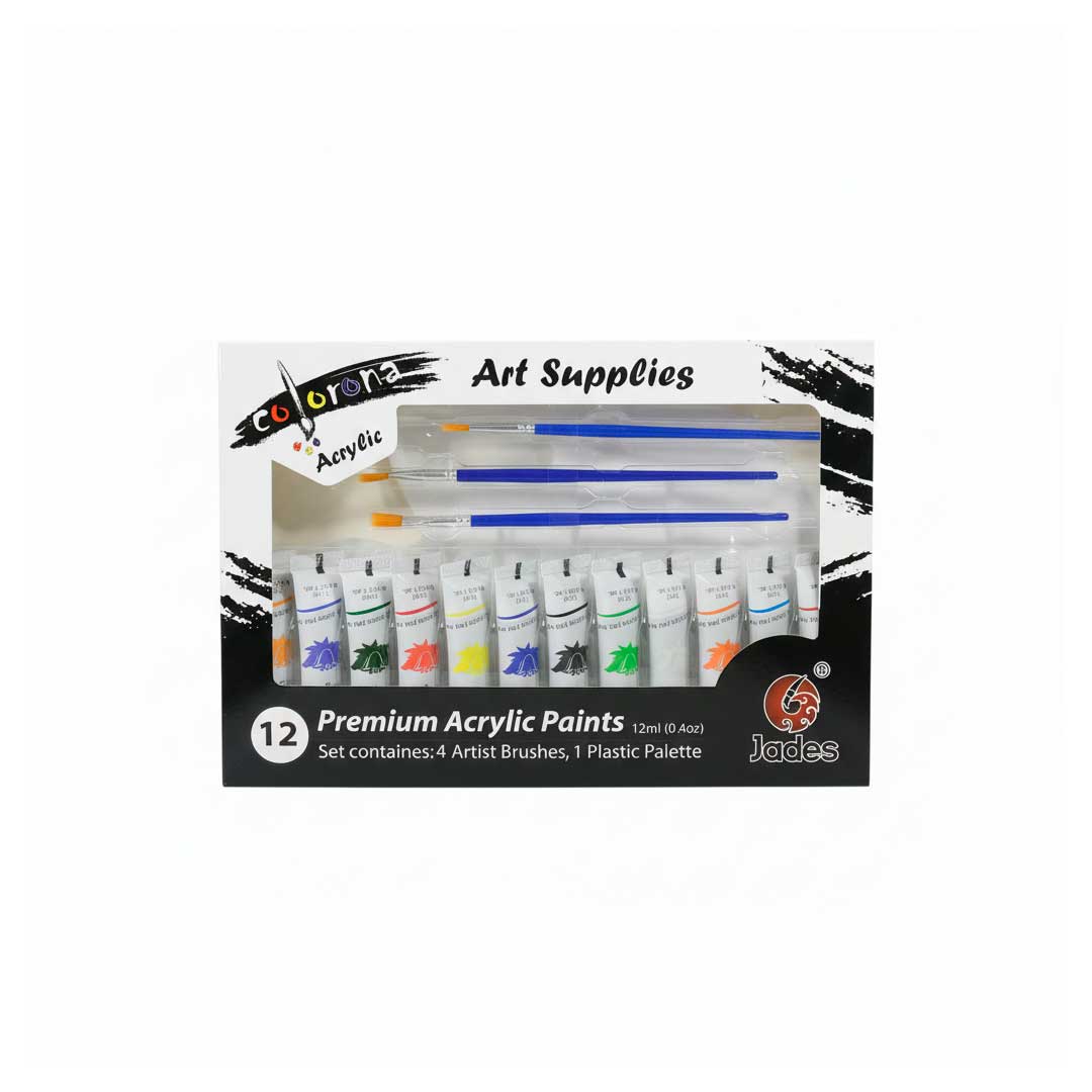 PINTURA 12 COLORES CON PALETA Y PINCELES YS-102