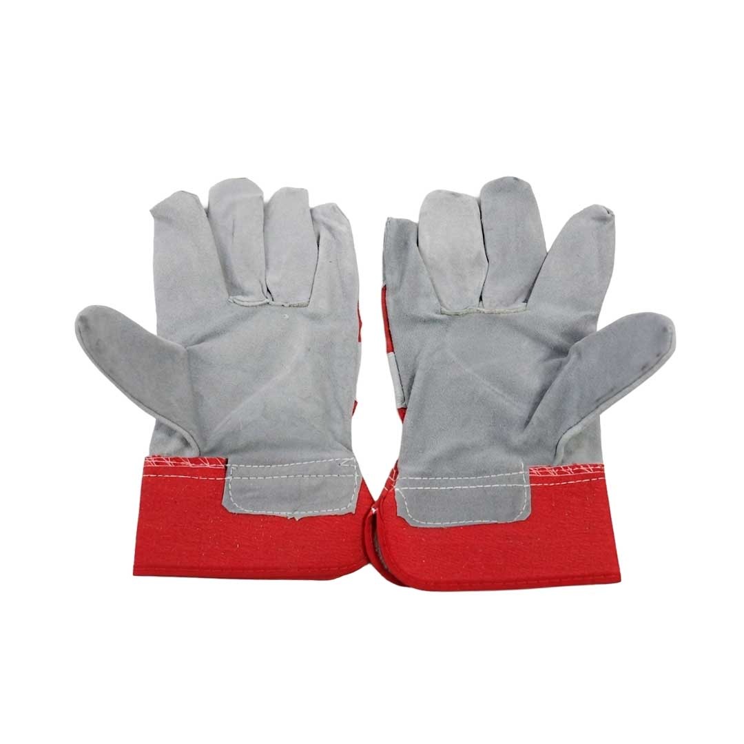 GUANTE CUERO Y LONA COLOR ROJO/GRIS LH-5283