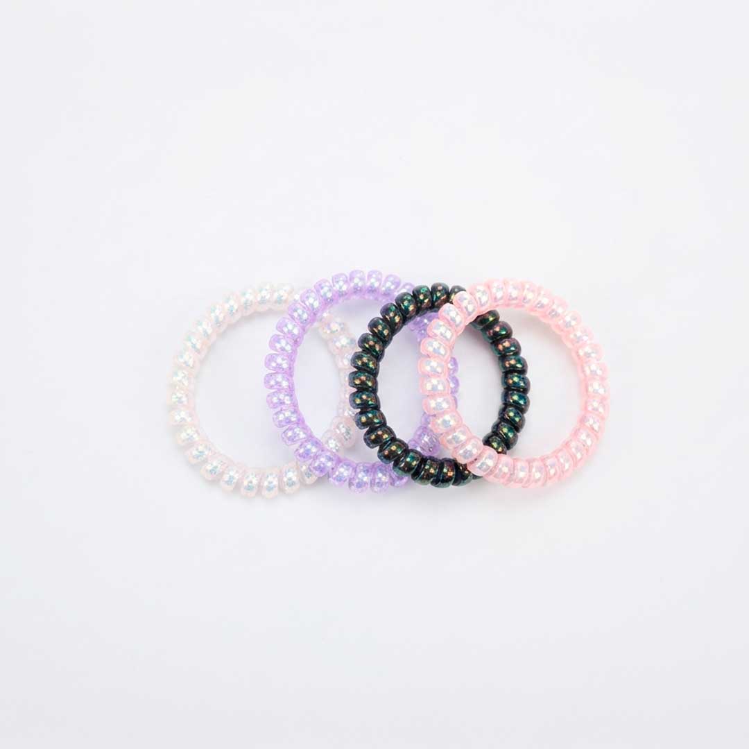 COLITAS P/CABELLO EN ESPIRAL SILICONA 4PZ LH-5414