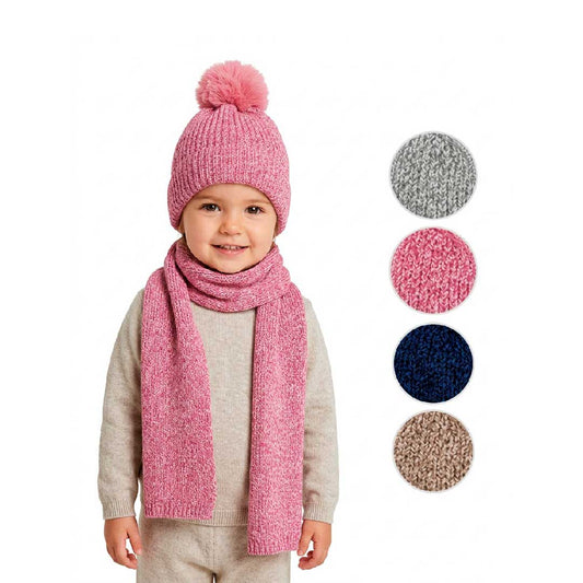SET DE GORRO Y BUFANDA TEJIDO INFANTIL COLORES HU0