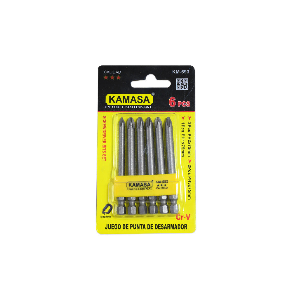 PUNTAS 6PZ PARA DESTORNILLADOR KAMASA KM-693