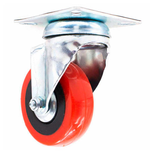 RUEDA ROJA C/BASE METALICA 5″ GIRATORIA LH-1690
