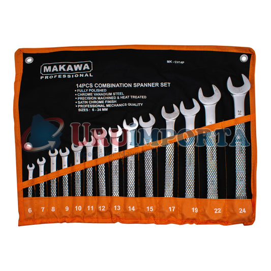 LLAVE COMBINADA 14PZ 6-24MM MAKAWA MK-CV14P