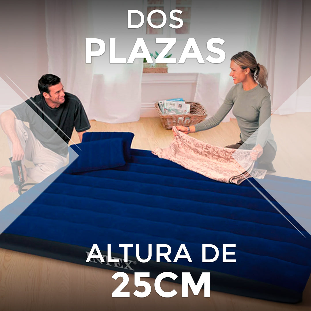 COLCHON INFLABLE 2PLAZA +INFLADOR+ALMOHADA LH-3251
