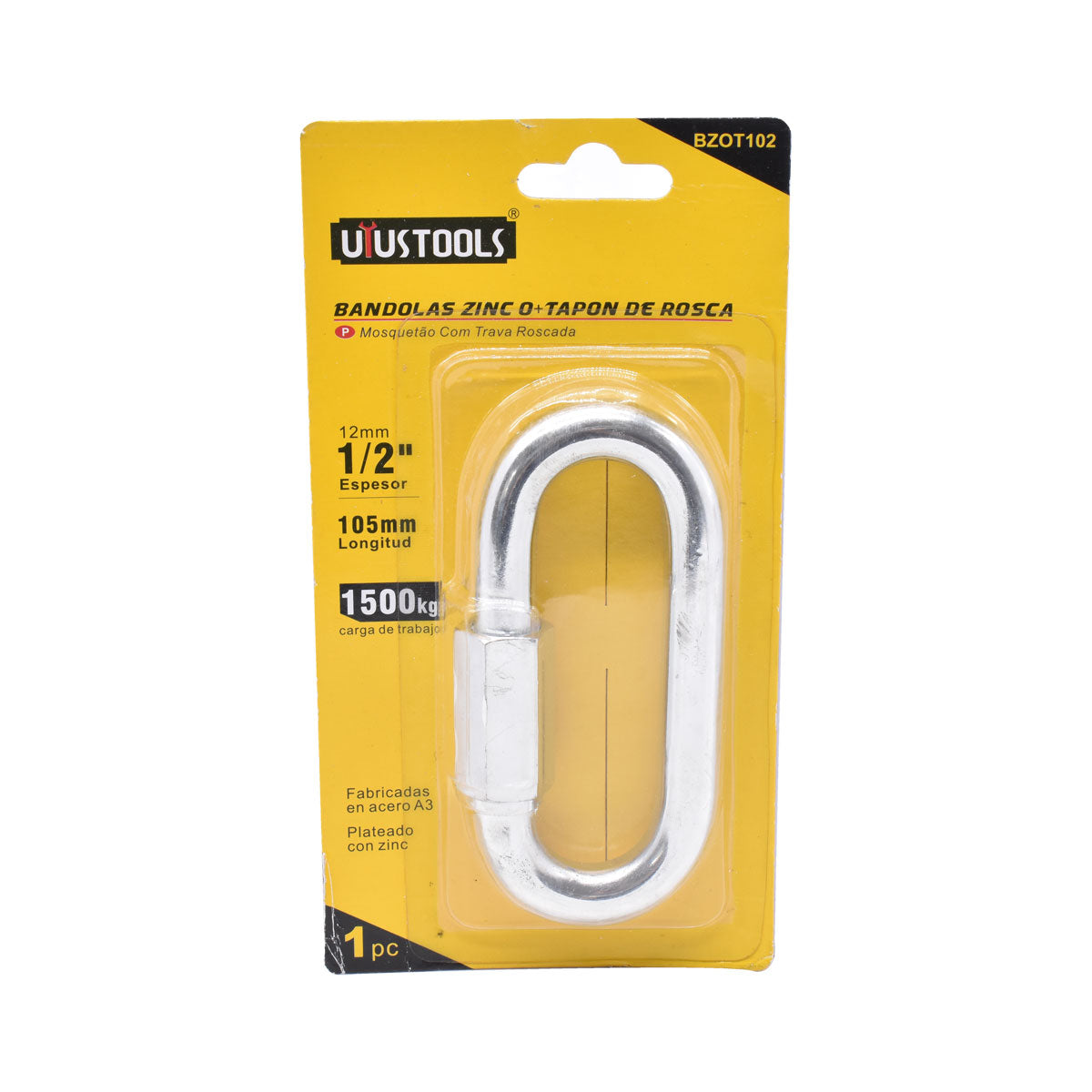 BANDOLA DE ZINC 1/2″ CERRADA CON ROSCA UYU BZOT102