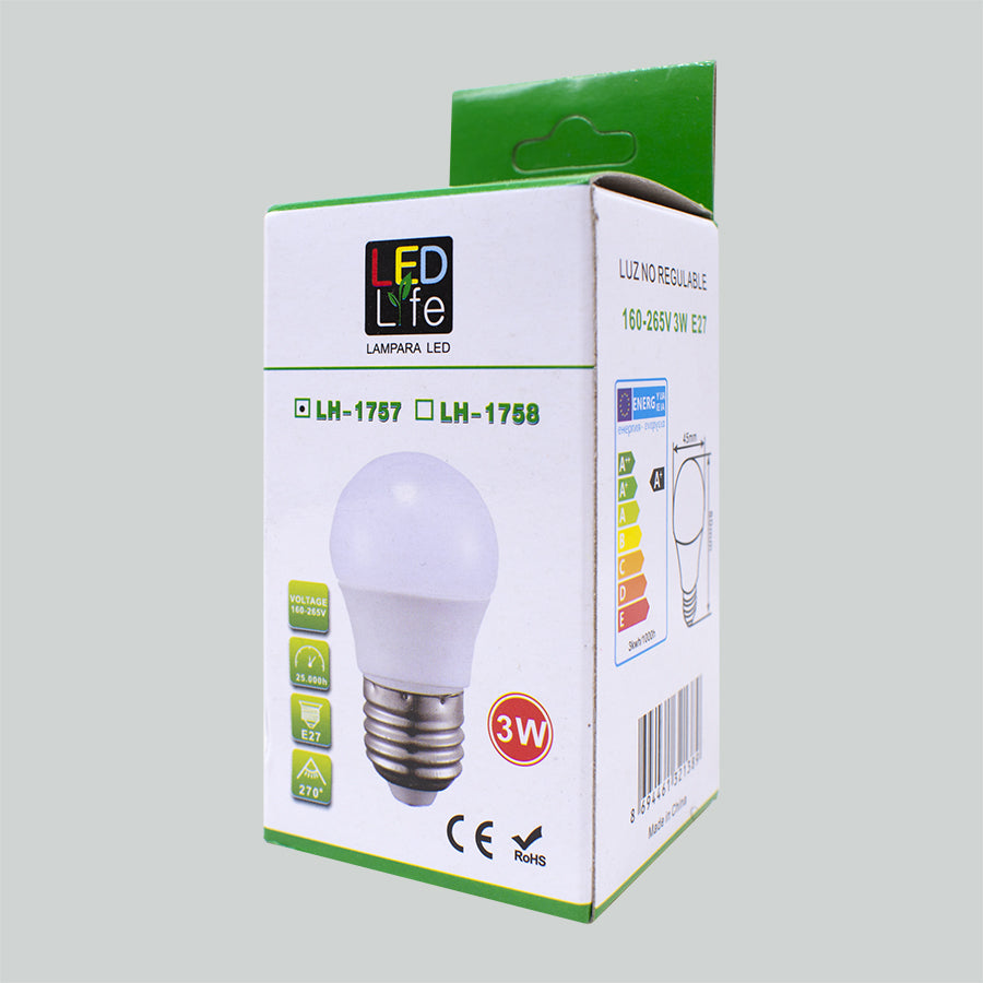 LAMPARA LED 3W T/BOMBITA LUZ FRIA LED LIFE LH-1757
