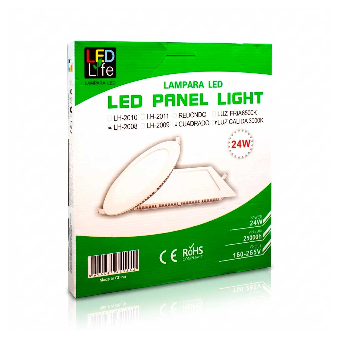 ARTEFACTO LED 24W CUADRA LUZ CALID LED LIFE LH2008