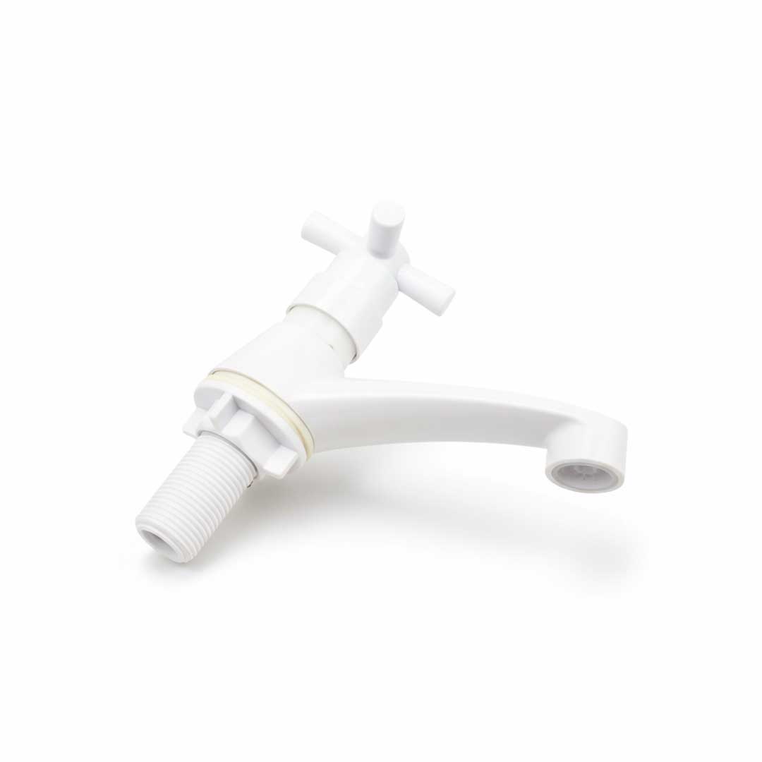 CANILLA LAVATORIO PLAST BLANCA VOLANT CRUZ LH-2206