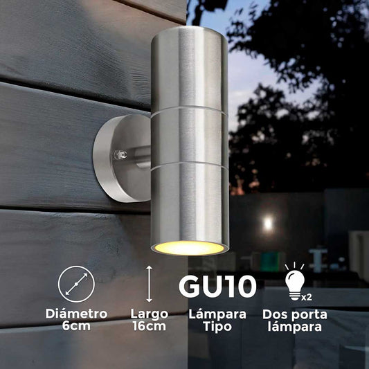LUMINARIA APLIQUE EXT 2 LUCES METAL PULIDO LH-2091