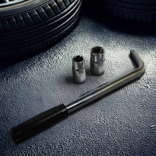 LLAVE PARA RUEDA TIPO L C/DADOS EN BLISTER LH-1363