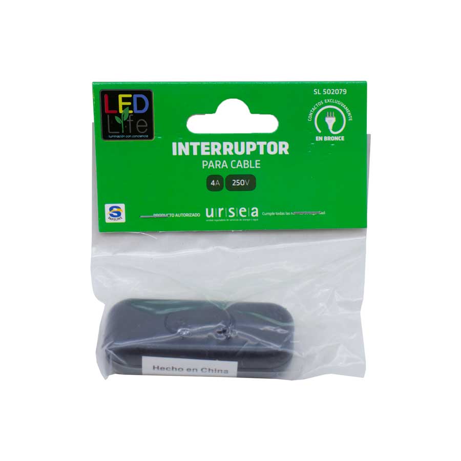 INTERRUPTOR 4AMP 250V NEGRO LED LIFE 502079