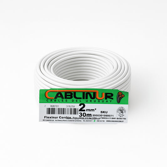 CABLE 1X2MM 30 METROS BLANCO CABLINUR FLC02B30