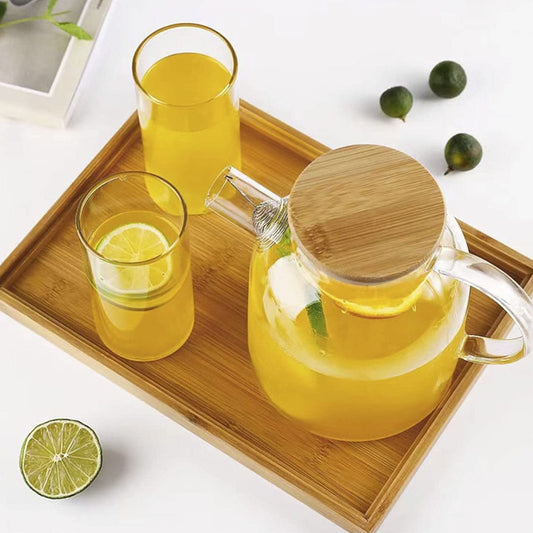 TETERA DE VIDRIO 1800ML CON TAPA MADERA LH-3077