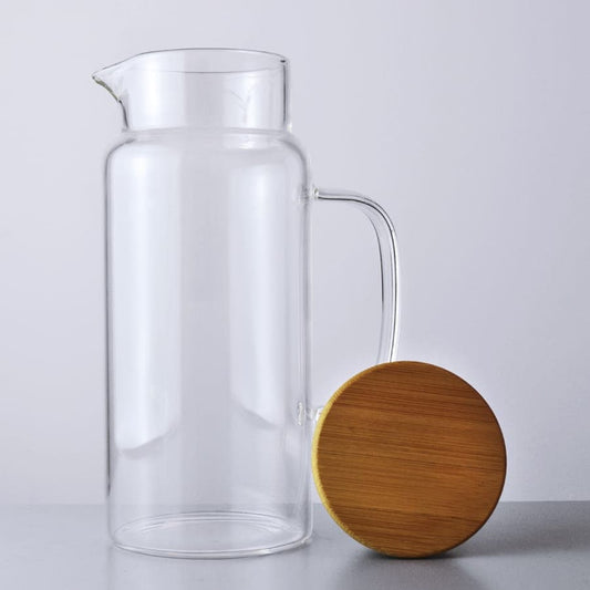JARRA DE VIDRIO 1700ML CON TAPA DE MADERA LH-3079