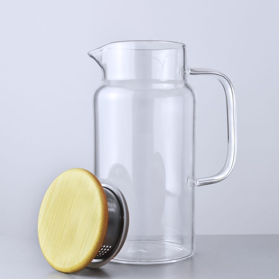 JARRA DE VIDRIO 1300ML CON TAPA DE MADERA LH-3080