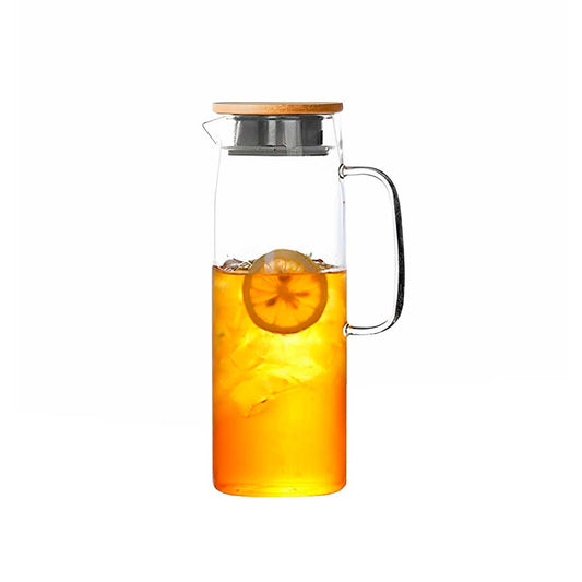 JARRA DE VIDRIO 1500ML CON TAPA DE MADERA LH-3081