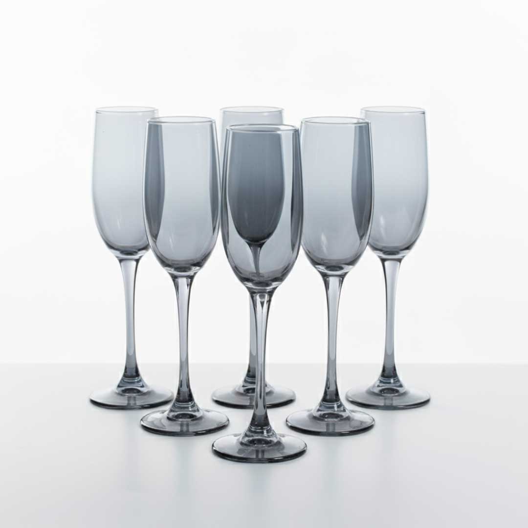 SET COPA 6PZ DE CHAMPAGNE ACERO 170ML JX-G1808YH
