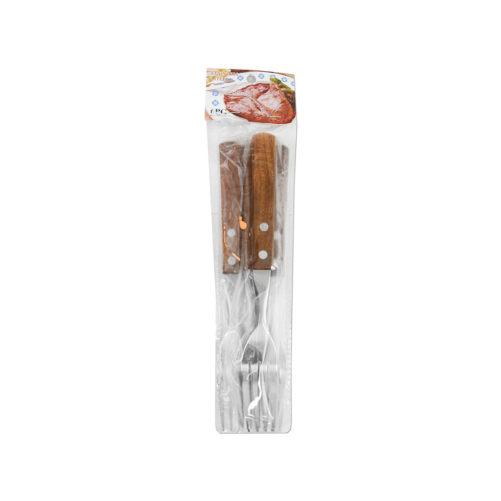 TENEDOR 6PZ MANGO MADERA EB BOLSA LH-3736