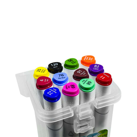 MARCADOR DOBLE 12 COLOR BOX PLASTICO LH-3886