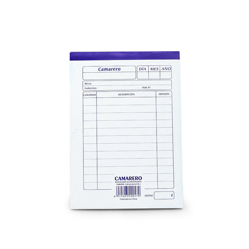 LIBRETA AUTOCOPIANTE TIPO CAMARERO 03-147105