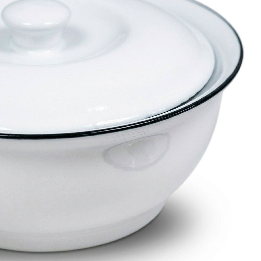 BOWL CERAMICO BLANCO BORDE NEGRO 24CM LH-3831
