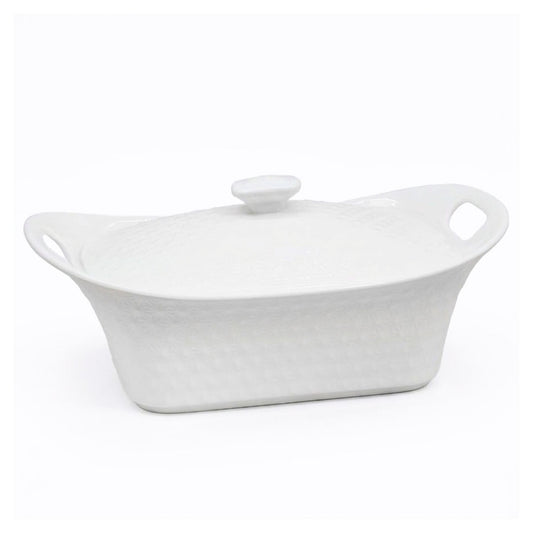 BOWL CERAMICO 30CM RECTANGULAR CON TAPA LH-3833
