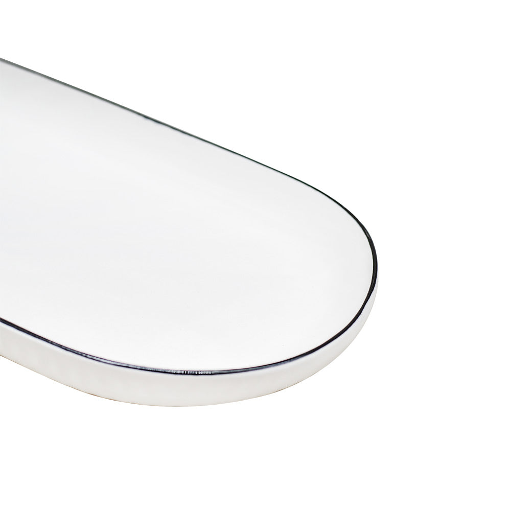 FUENTE CERAMICA 30X16CM OVALADA BLANCA LH-3821