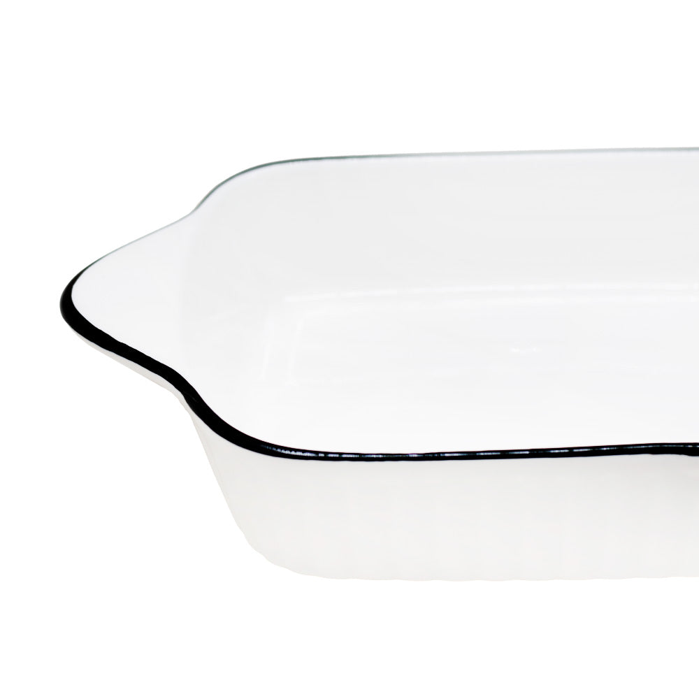 FUENTE 20CM OVALADA CERAMICA BORDE NEGRO LH-3822