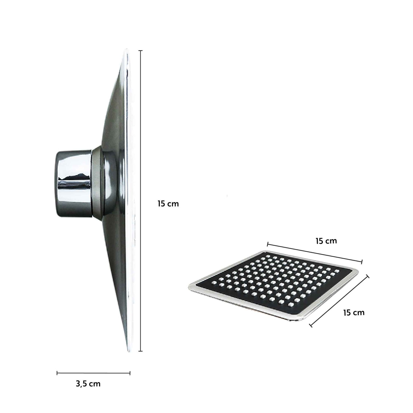 ROSETA CUADRADA 15CM CROMADA PARA DUCHA LH-3302