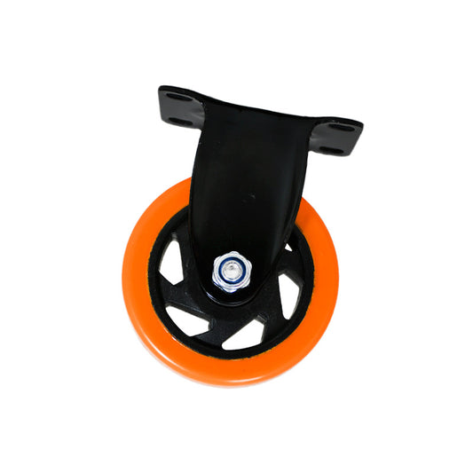 RUEDA 4 BASE METALICA FIJA NARANJA NEGRA LH-3450