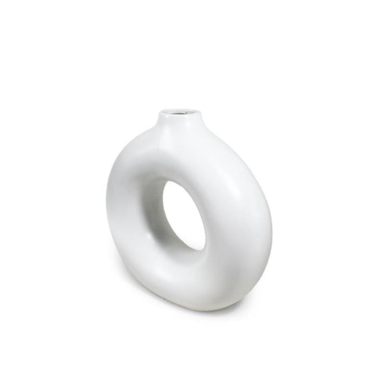 FLORERO CIRCULAR DECO 26CM COLOR BLANCO LH-3714