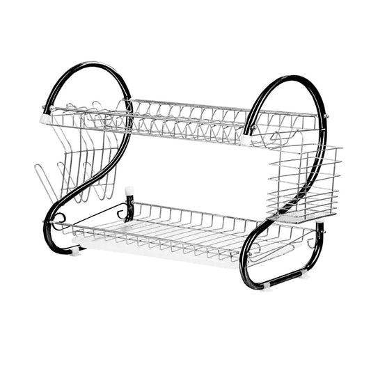ESCURRIDOR METALICO DOBLE PISO NEGRO LH-3683