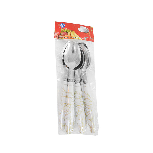CUCHARA DE MESA 6PZ MANGO PLASTICO BLANCO LH-3745