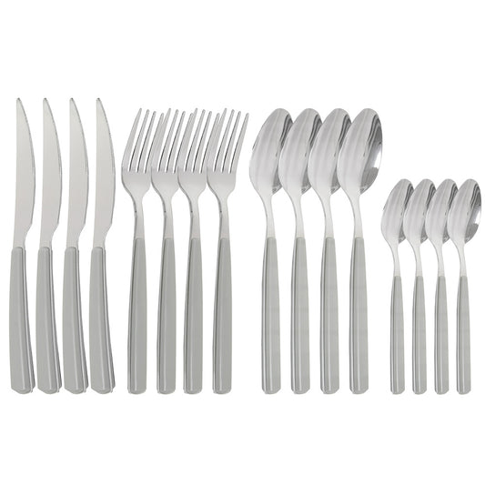 CUBIERTOS 16PZ EN CAJA MANGO GRIS LH-3751