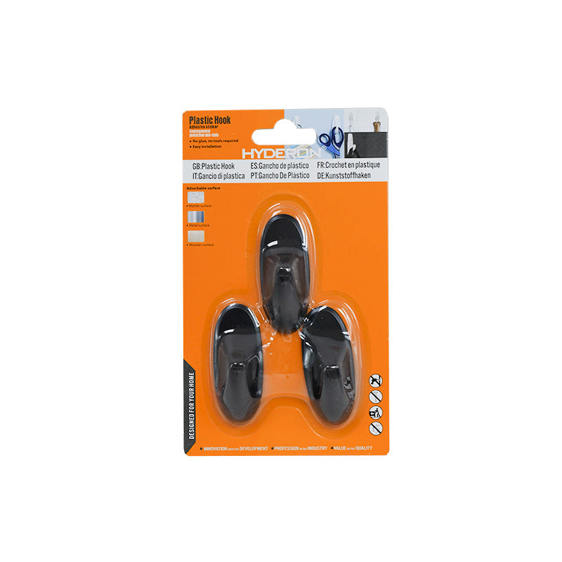 COLGADOR OVALADO PLASTICO 3PZ NEGRO 55MM LH-3579