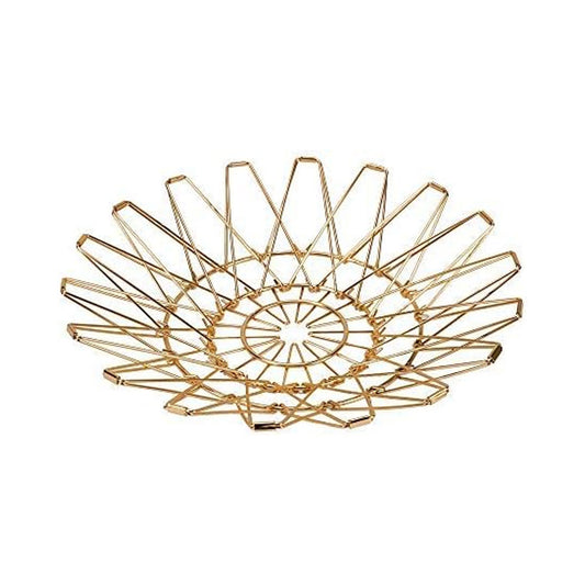 CESTO DE FRUTAS PLEGABLE METALICO DORADO LH-3677