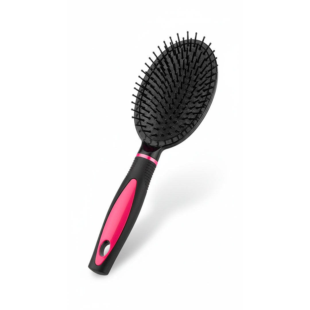CEPILLO OVALADO NEGRO Y ROSA LH-4876
