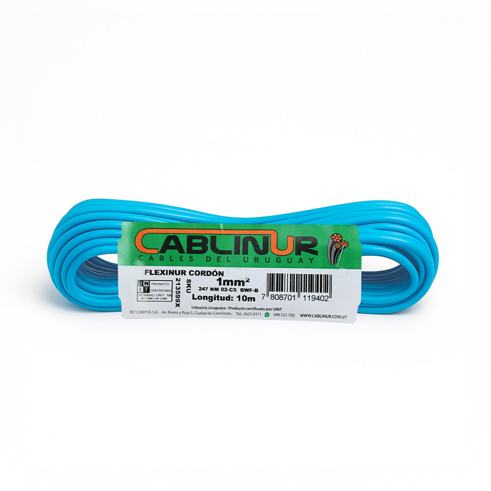 CABLE 1X1MM 10 METROS CELESTE CABLINUR FLCO1C10