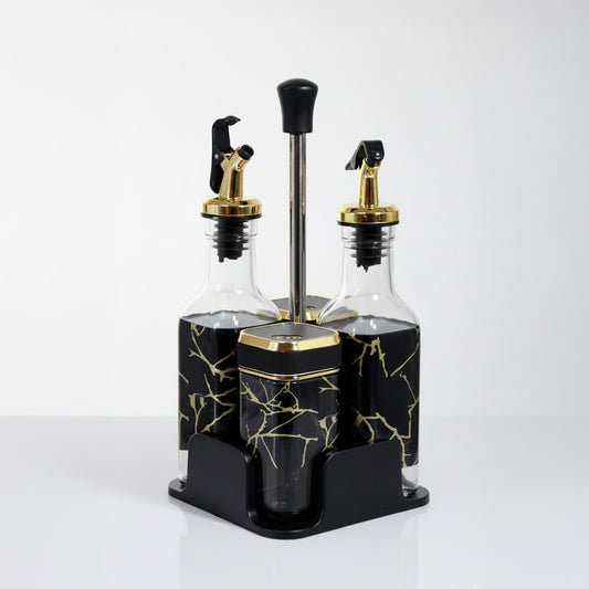CONDIMENTERO DISPENSADOR 4PZ NEGRO TW-110044