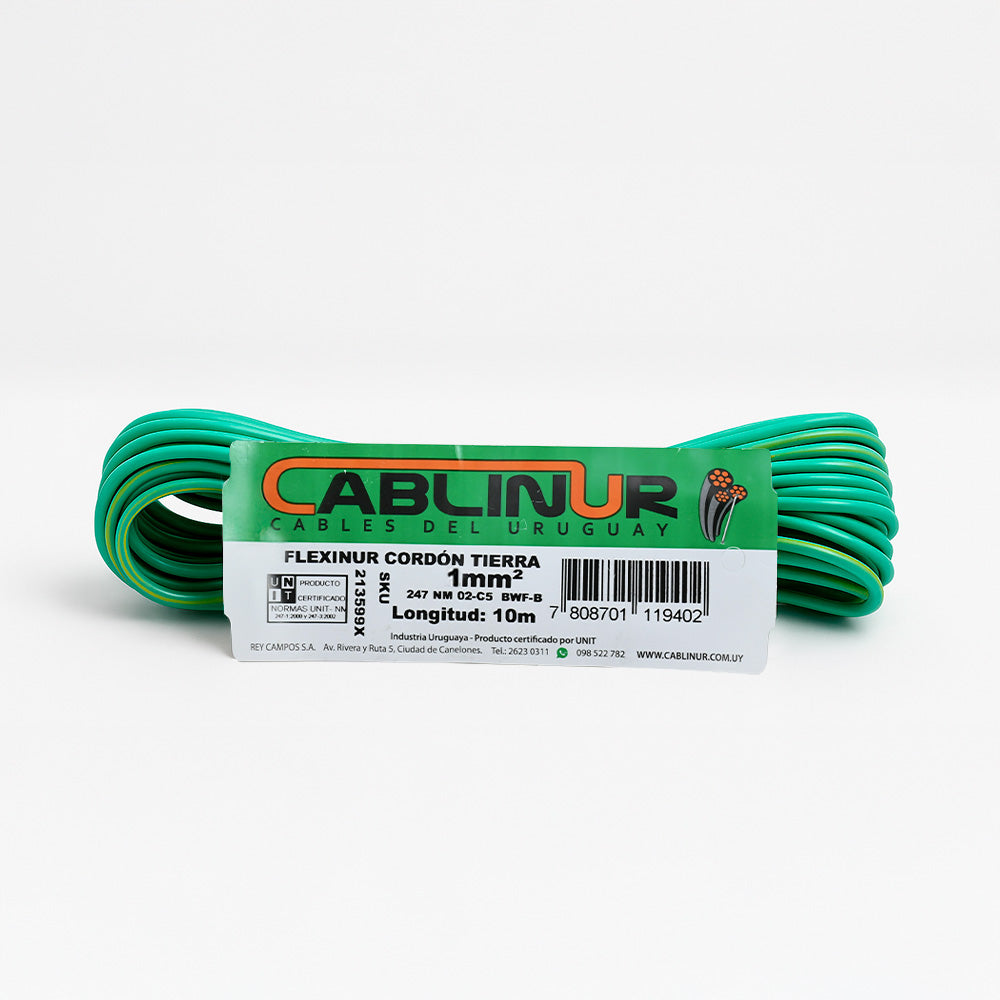 CABLE 1X1MM 10 METROS CABLINUR TIERRA FLCO1T10
