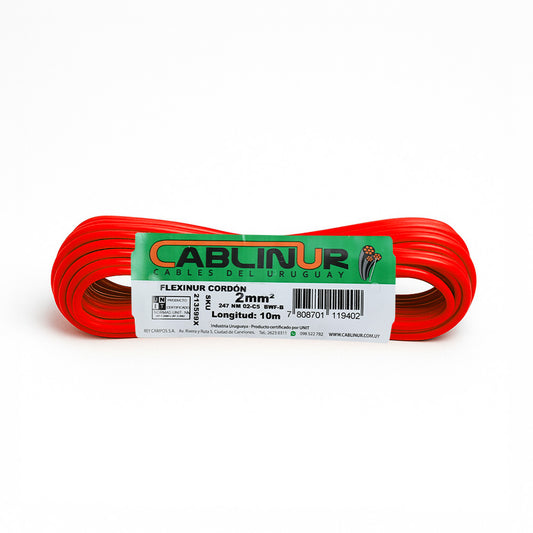 CABLE 1X2MM 10 METROS ROJO CABLINUR FLC02R10