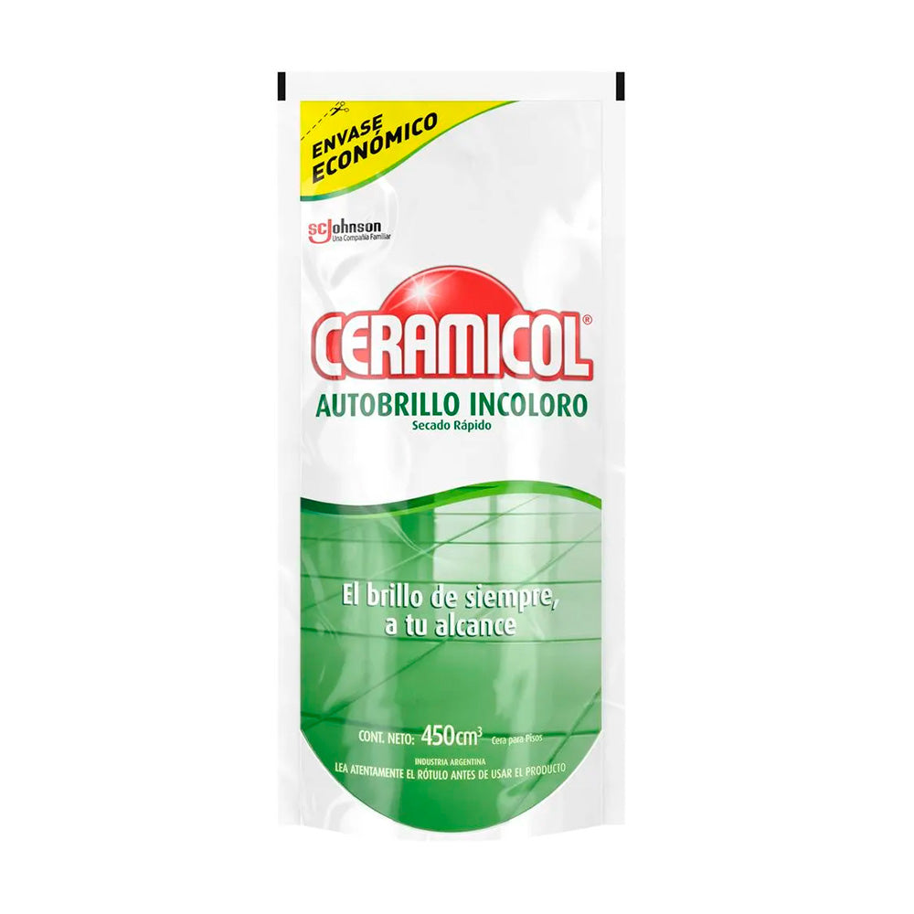 CERA CERAMICOL AUTOBRILLO INCOLORO DOY PACK 450ML