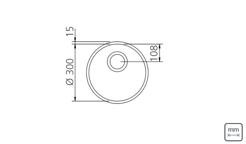 Cubeta de empotrar en acero inoxidable alto brillo Ø30 cm