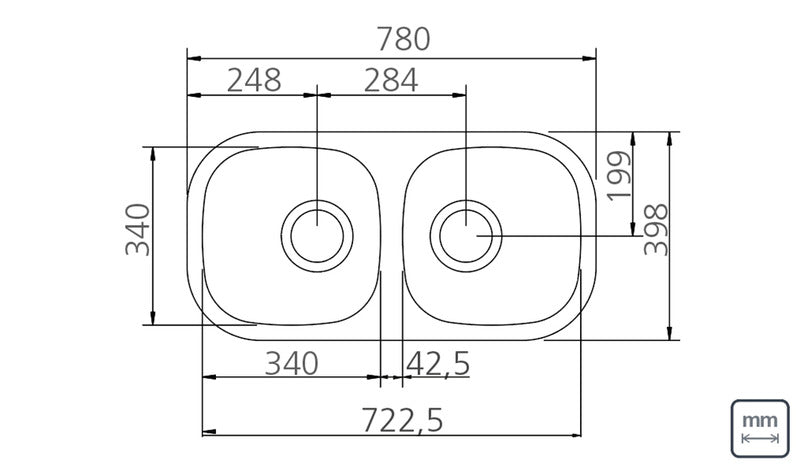 Cubeta en acero inoxidable pulido 72×34 cm valvula 3″ tapon de goma